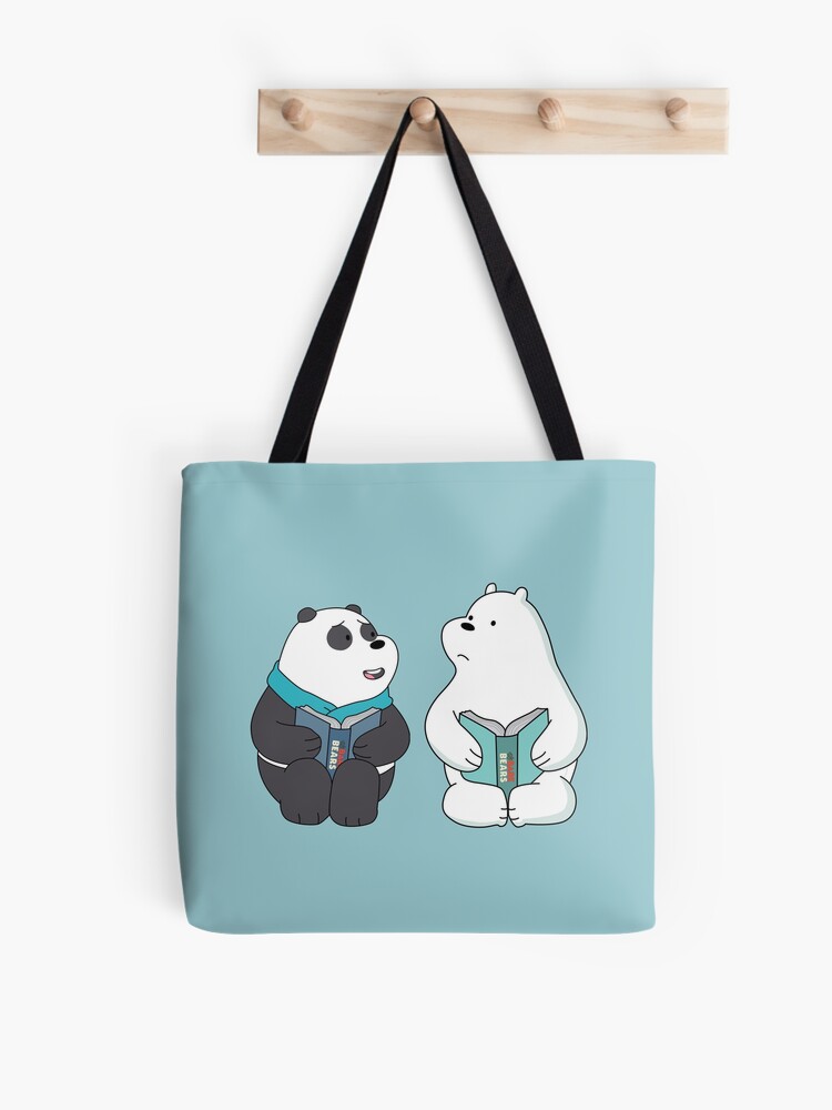 We Bare Bears Ice Bear and Panda bear Reading Time Tote Bag