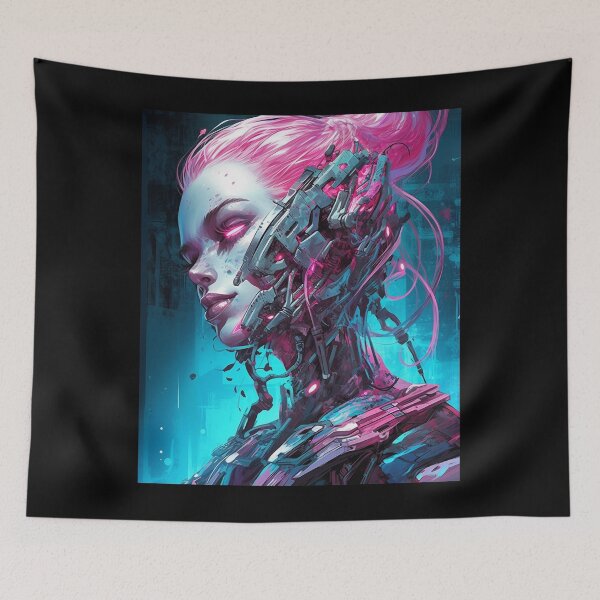 Item preview, Cyberpunk Vaporwave Girl  - Cybernetic Life designed and sold by Splatter-arts.