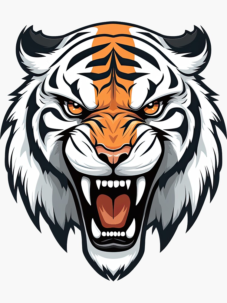 Roaring White Tiger Simple Logo Sticker for Sale by eyestetix