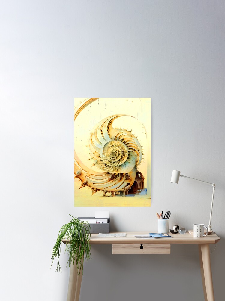 Fibonacci Spiral Art Print - Spiraling Yellow Abstract Poster Art