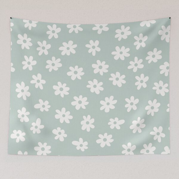 Item preview, SAGE GREEN BIG FLOWERS DITSY DAISY PRAIRIE STYLE BOHO RETRO FLORALS designed and sold by blomastudios.