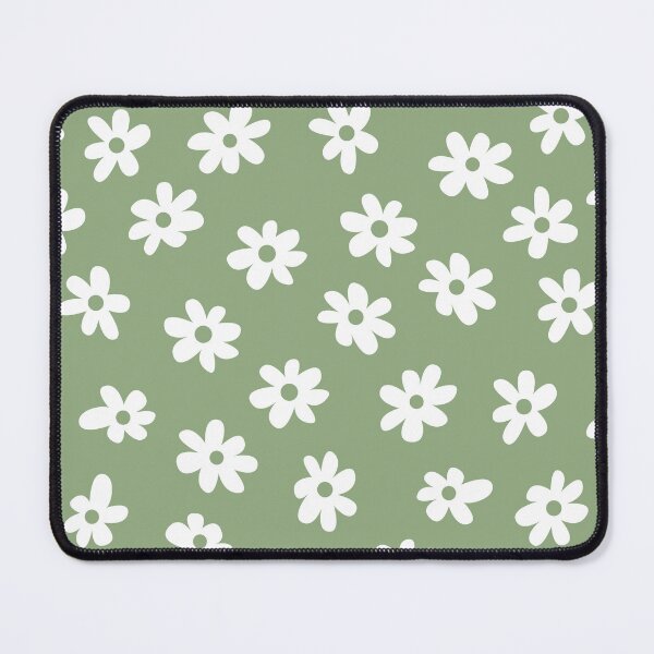 Item preview, GREEN BIG FLOWERS DITSY DAISY PRAIRIE STYLE BOHO RETRO FLORALS designed and sold by blomastudios.