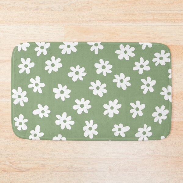 Item preview, GREEN BIG FLOWERS DITSY DAISY PRAIRIE STYLE BOHO RETRO FLORALS designed and sold by blomastudios.