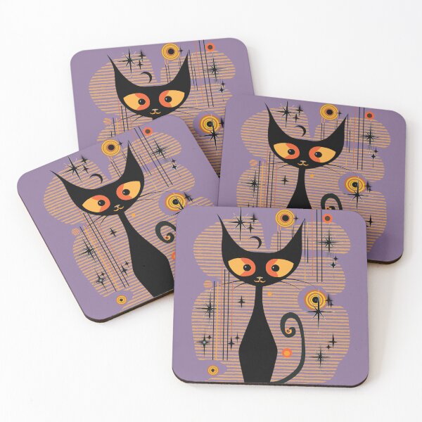 Item preview, Mid Century Modern Atomic Cat, Retro Hallowen Black Cat, MCM cat, Black MOD cat designed and sold by BrightStreet.