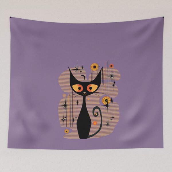 Item preview, Mid Century Modern Atomic Cat, Retro Hallowen Black Cat, MCM cat, Black MOD cat designed and sold by BrightStreet.