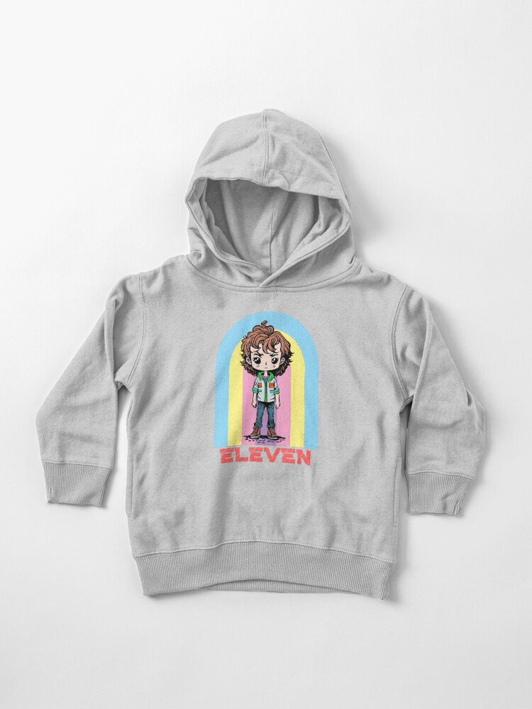 Thumbnail 1 of 5, Toddler Pullover Hoodie, STRANGER THINGS - Kawaii Eleven Fan Art In Chibi Anime Style designed and sold by coloringiship.