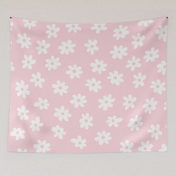 Item preview, PASTEL PINK BIG FLOWERS DITSY DAISY PRAIRIE STYLE BOHO RETRO FLORALS designed and sold by blomastudios.