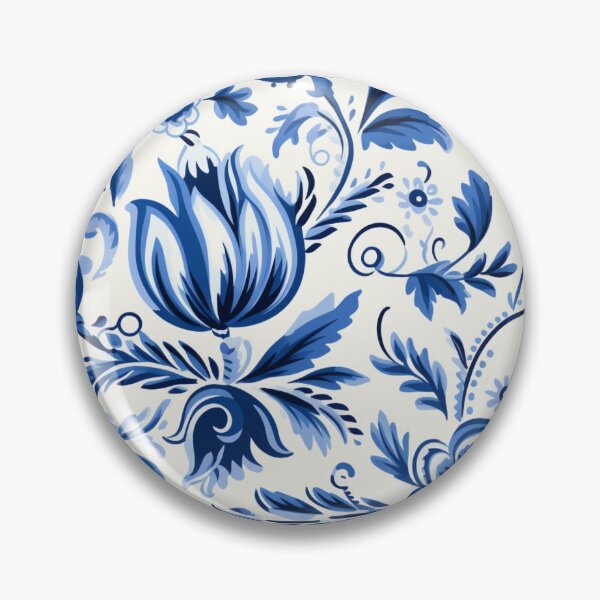 Item preview, Colorful fantasy pattern blue white delft tiles tulips designed and sold by G-M-Designs.