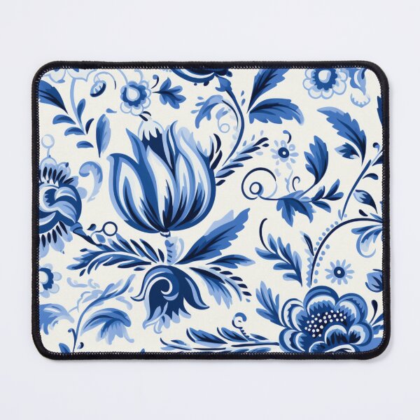 Item preview, Colorful fantasy pattern blue white delft tiles tulips designed and sold by G-M-Designs.