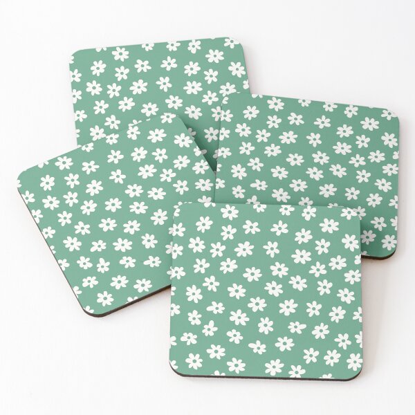 Item preview, JADEITE GREEN BIG FLOWERS DITSY DAISY PRAIRIE STYLE BOHO RETRO FLORALS designed and sold by blomastudios.