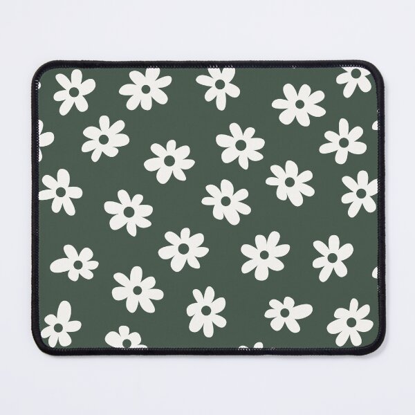 Item preview, DARK GREEN BIG FLOWERS DITSY DAISY PRAIRIE STYLE BOHO RETRO FLORALS designed and sold by blomastudios.