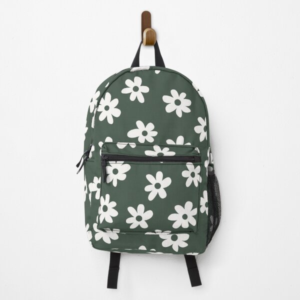 Item preview, DARK GREEN BIG FLOWERS DITSY DAISY PRAIRIE STYLE BOHO RETRO FLORALS designed and sold by blomastudios.