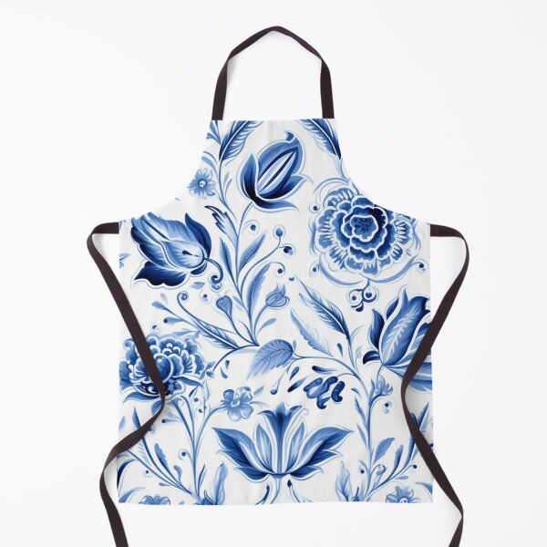 Artikelvorschau, Buntes Fantasiemuster blau weiß Delfter Kacheln Tulpen entworfen und verkauft von G-M-Designs.
