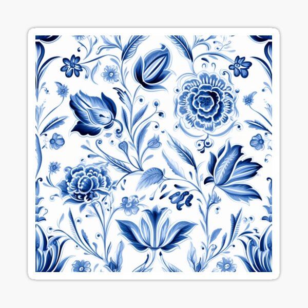 Vista previa del artículo con la obra «Colorido fantasía patrón azul blanco azulejos delft tulipanes», diseñado y vendido por G-M-Designs.