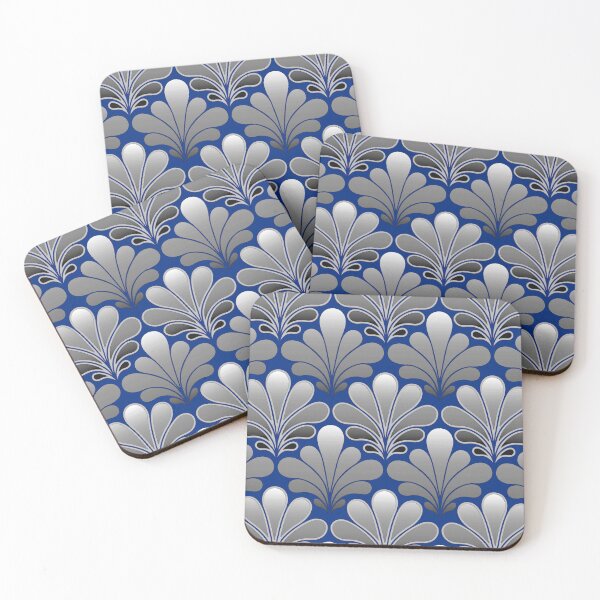 Item preview, Art Deco Shell Pattern, Silver and Cobalt Blue  designed and sold by Marymarice.