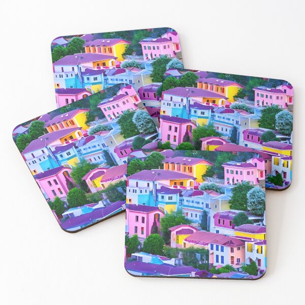Item preview, Colorful city on the mountain designed and sold by DieKuenstlerei.