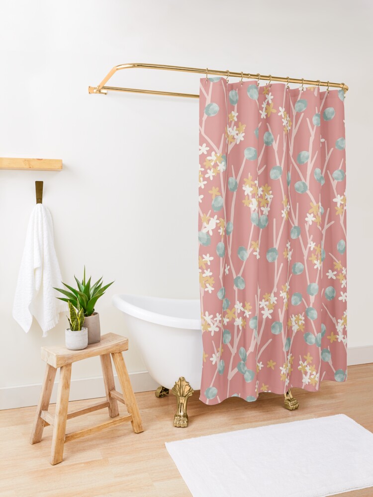 Discover Tiny Branches [salmon pink] | Shower Curtain
