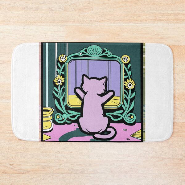 Item preview, cat and mirror 2023 tileartwork designed and sold by tileartwork.