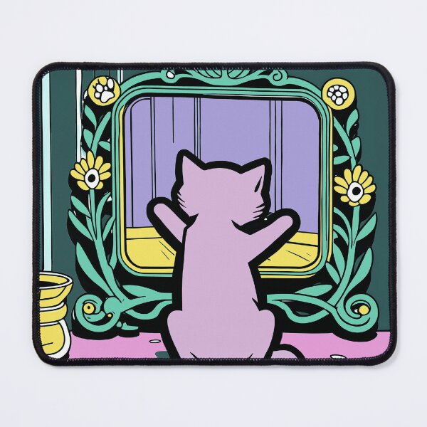 Item preview, cat and mirror 2023 tileartwork designed and sold by tileartwork.