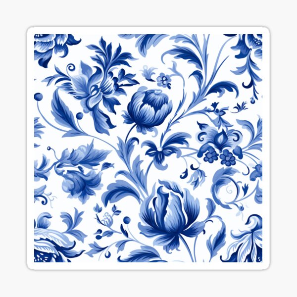 Vista previa del artículo con la obra «Colorido fantasía patrón azul blanco azulejos delft tulipanes», diseñado y vendido por G-M-Designs.