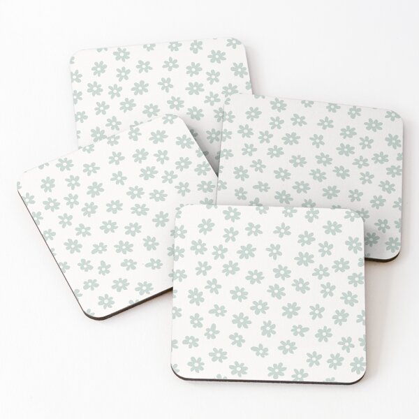Item preview, SAGE GREEN AND WHITE BIG FLOWERS DITSY DAISY PRAIRIE STYLE BOHO RETRO FLORALS designed and sold by blomastudios.