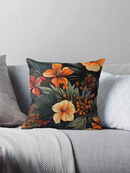Item preview, Exotic palm leaves with colorful blooms designed and sold by Jirka Svetlik, DistinctyDesign.