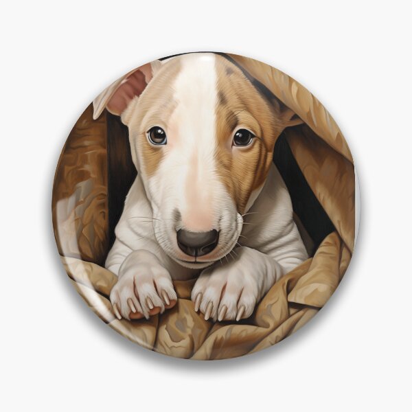 Aperçu de l'œuvre Chiot bull terrier se cachant dans un tissu créée et vendue par Elindith.