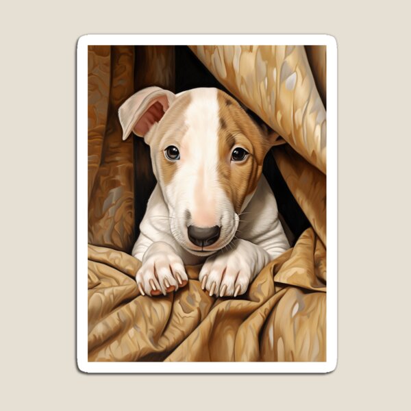Item preview, Bull terrier puppy hiding in cloth designed and sold by Elindith.