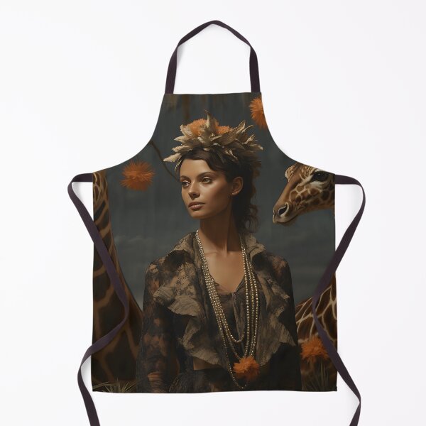 Item preview, Image of a woman with two giraffes and a bird in fantastic realism style designed and sold by Pflugart.