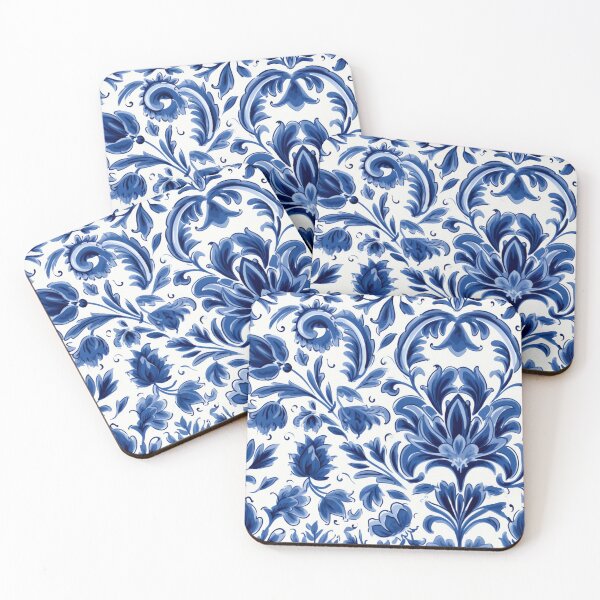 Item preview, Colorful fantasy pattern blue white delft tiles tulips designed and sold by G-M-Designs.