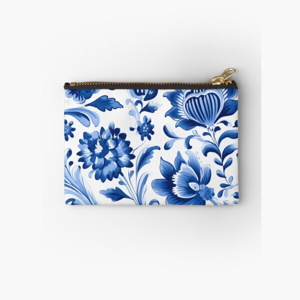 Artikelvorschau, Buntes Fantasiemuster  blau weiß Delfter Kacheln Tulpen entworfen und verkauft von G-M-Designs.