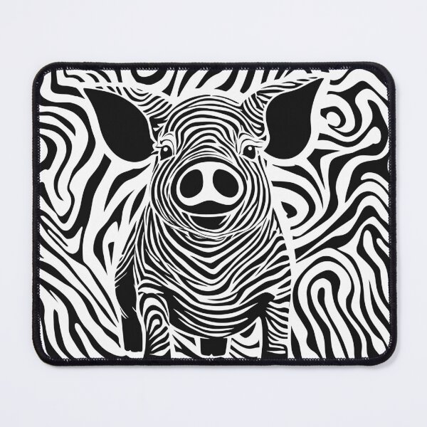 Item preview, show pig in zebra black and white designed and sold by Niktarka.