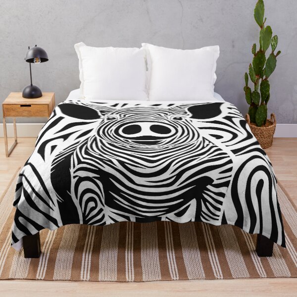 Item preview, show pig in zebra black and white designed and sold by Niktarka.