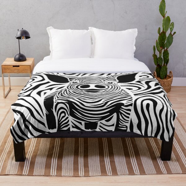 Item preview, show pig in zebra black and white designed and sold by Niktarka.