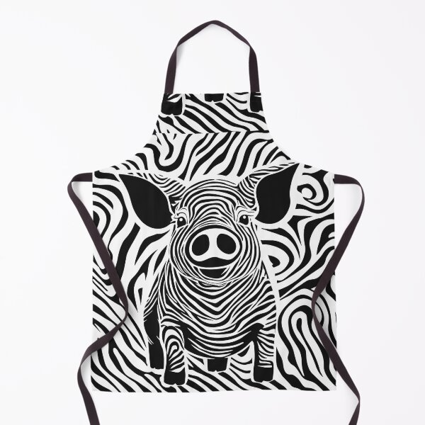 Item preview, show pig in zebra black and white designed and sold by Niktarka.