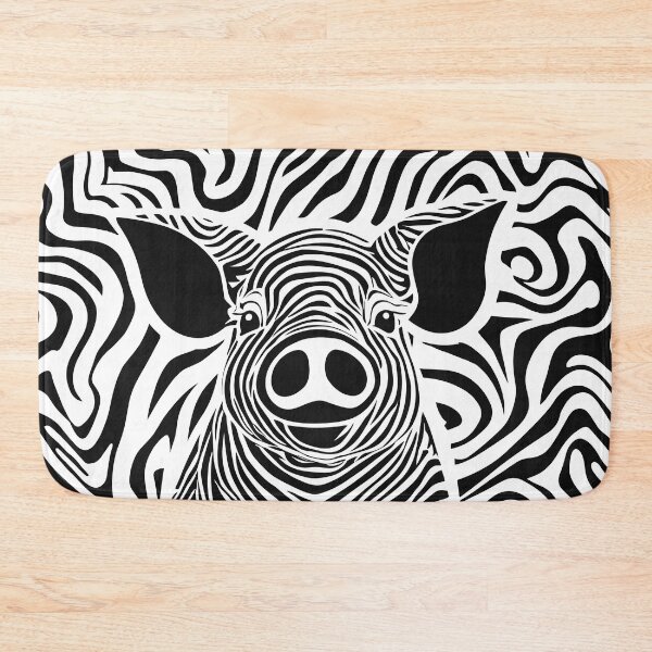 Item preview, show pig in zebra black and white designed and sold by Niktarka.
