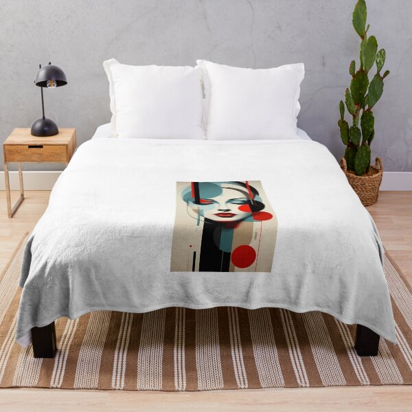 Item preview, a painting of a woman's face with red and blue circles designed and sold by Dark Fantasy Store.