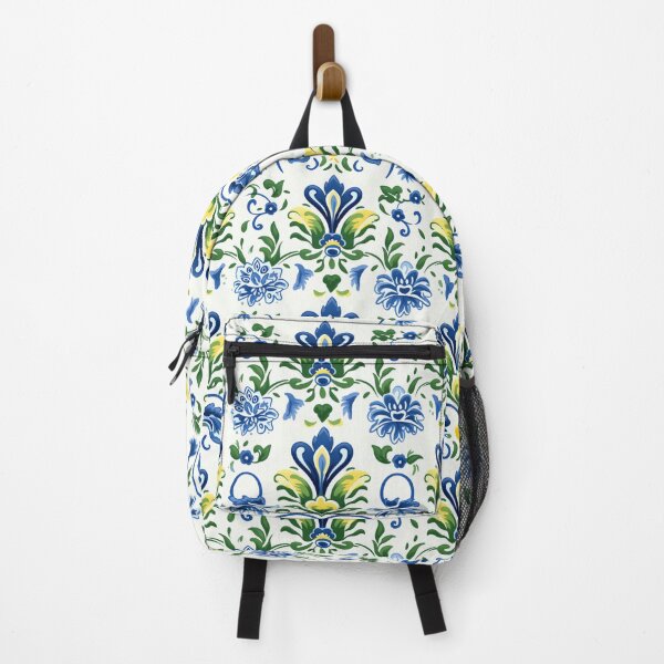 Item preview, Colorful fantasy pattern blue white yellow green delft tiles tulips designed and sold by G-M-Designs.