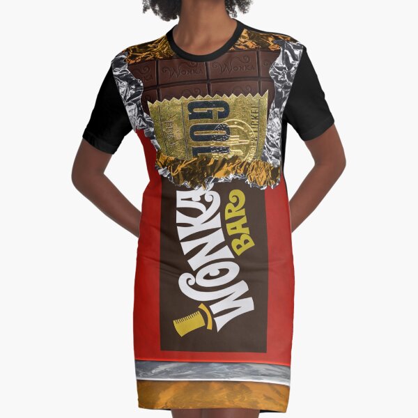Wonka Chocolate Bar with Golden ticket Graphic T-Shirt Dress