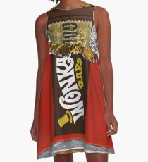 Wonka Chocolate Bar with Golden ticket A-Line Dress