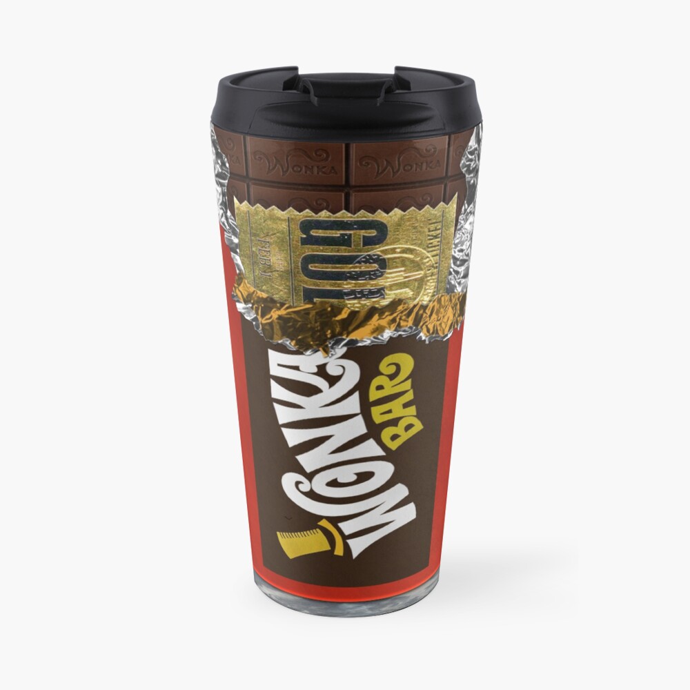 Wonka Chocolate Bar with Golden ticket Travel Mug
