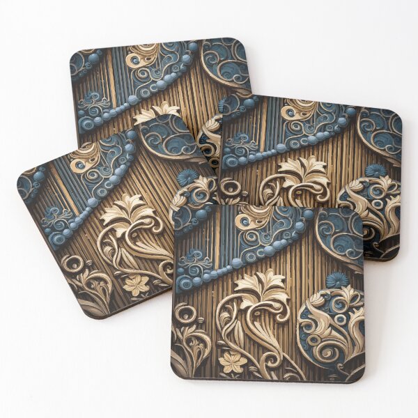 Item preview, Blue and Gold Art Nouveau Grapes and Leaves designed and sold by Vicky Brago-Mitchell®.