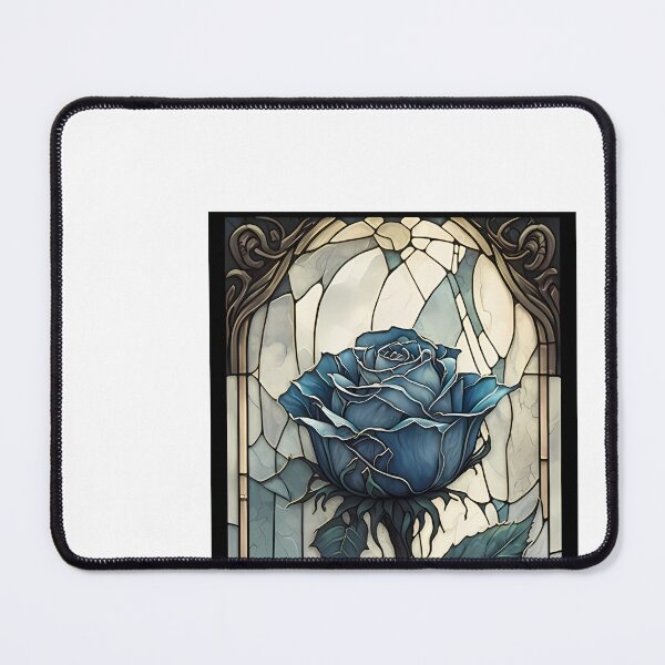 Item preview, a stained glass window with a blue rose on it designed and sold by Dark Fantasy Store.