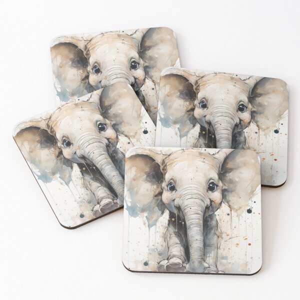 Item preview, Cute portrait of a baby elephant designed and sold by JeNoStudio.