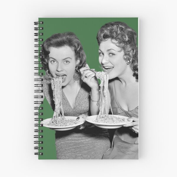 Item preview, Two Girls Eating Spaghetti in 1950 Fifties designed and sold by KALEIDOSCOPE UK.