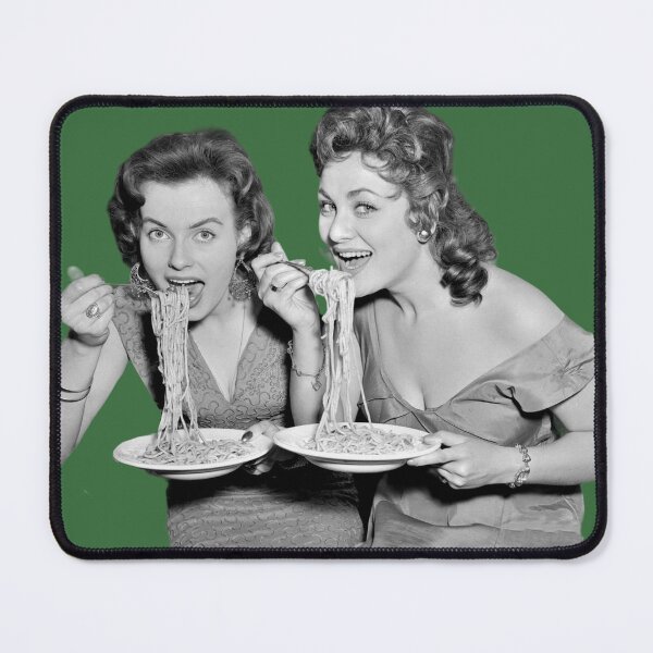 Item preview, Two Girls Eating Spaghetti in 1950 Fifties designed and sold by KALEIDOSCOPE UK.