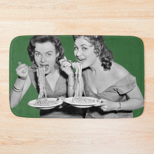 Item preview, Two Girls Eating Spaghetti in 1950 Fifties designed and sold by KALEIDOSCOPE UK.