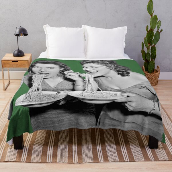 Item preview, Two Girls Eating Spaghetti in 1950 Fifties designed and sold by KALEIDOSCOPE UK.