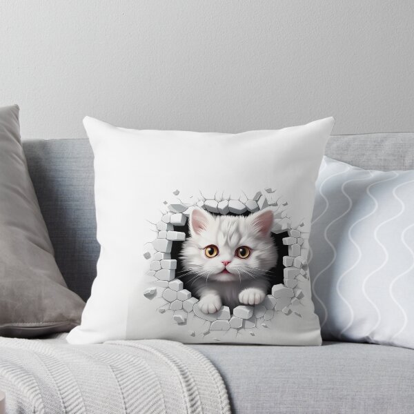 Item preview, a white kitten looking out of a hole in a wall designed and sold by Dark Fantasy Store.