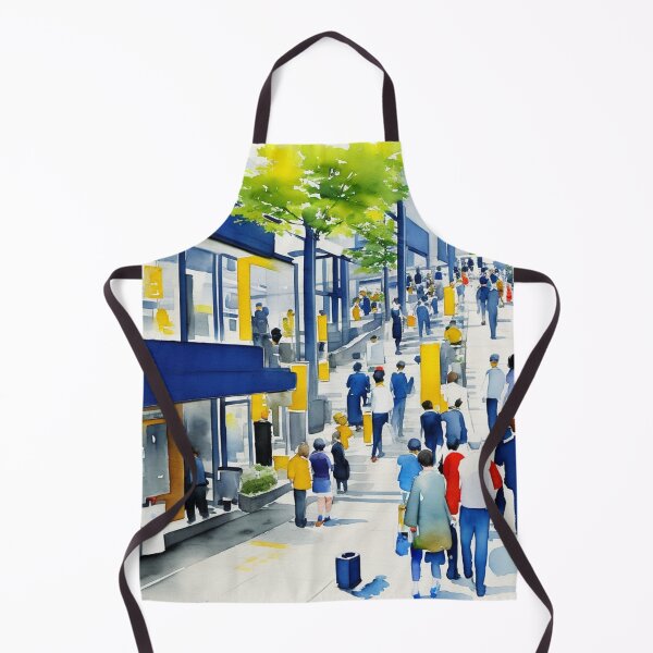 Item preview, Japanese Asian street from 21st century blue green watercolor painting designed and sold by Meena-tta.